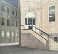 ‡ HARRY HOLLAND oil on canvas - view of Coal Exchange Cardiff, signedDimensions: 90 x