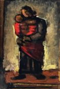 ‡ JOSEF HERMAN OBE RA oil on board - entitled verso 'Mother and Child'Dimensions: 28 x