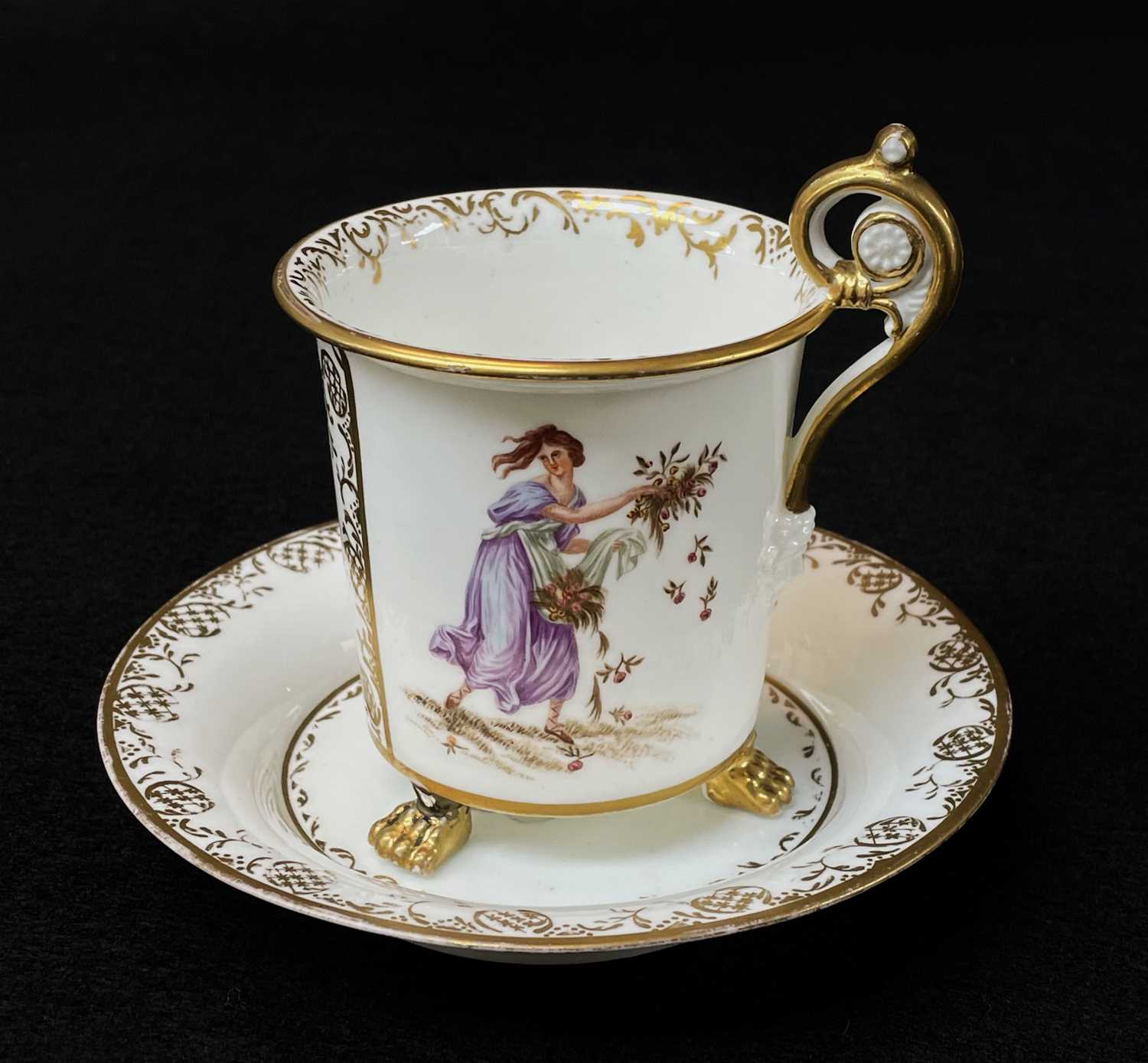 RARE SWANSEA PORCELAIN CABINET CUP & SAUCER circa 1814-1820, the cup of cylindrical form with - Image 3 of 3