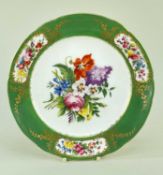 NANTGARW PORCELAIN PLATE circa 1818-1820, having an apple-green border reserved with three panels of