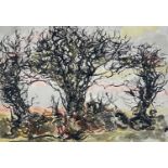 ‡ ARTHUR GIARDELLI watercolour and ink - entitled verso 'Thorn Trees at Dusk', signed