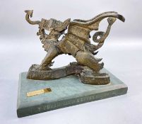 WORK CENTRE SULLY, SOUTH GLAMORGAN bronze on slate - Welsh dragon in bronze on a Welsh slate