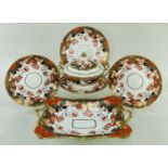 SWANSEA PORCELAIN JAPAN PATTERN PART-DESSERT SERVICE circa 1815-1817, comprising twig-handled footed