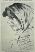 ‡ AUGUSTUS JOHN OM RA rare early print (1908) - the Sicilian actress, Signora Mimi