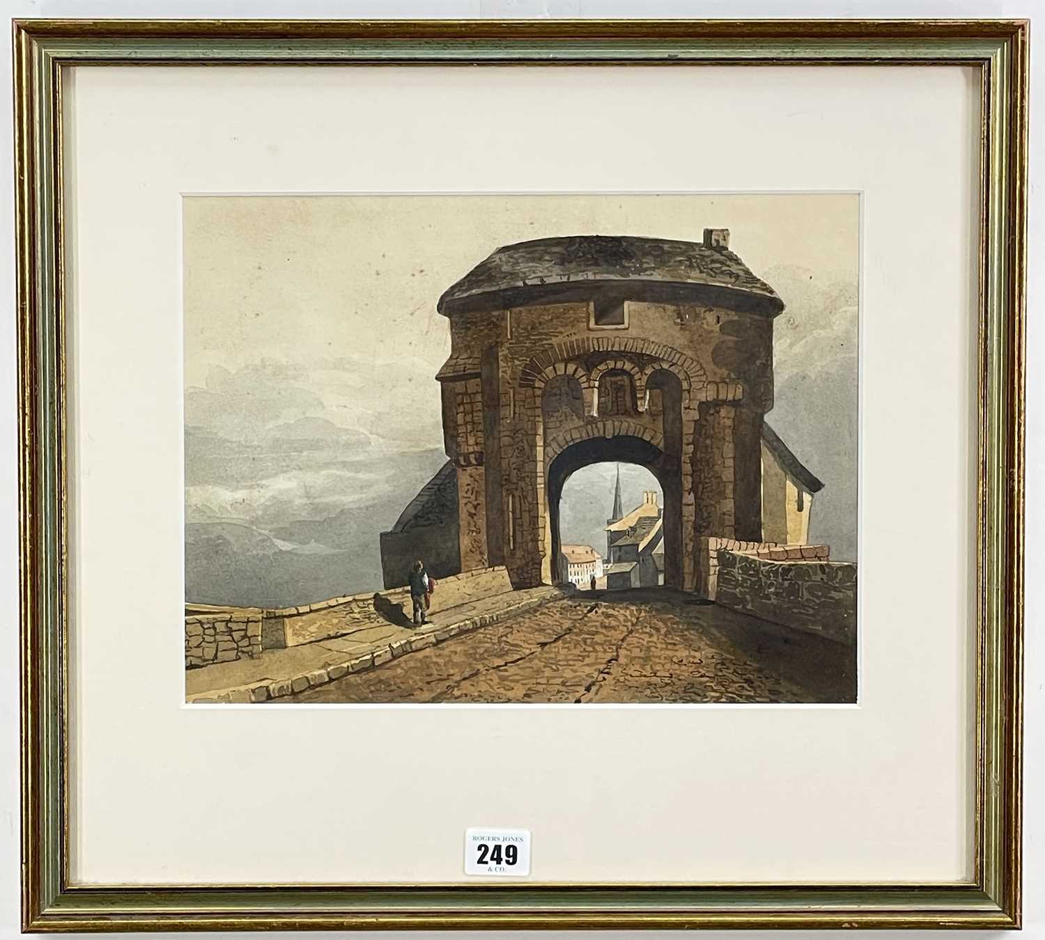 SAMUEL PROUT watercolour - view of Monnow Bridge, Monmouth, Wales, circa 1814 Dimensions: 24.5 x - Image 2 of 2