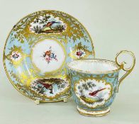 NANTGARW PORCELAIN CUP & SAUCER circa 1818-1820, bell shaped cup having elevated loop handle,