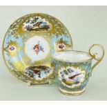 NANTGARW PORCELAIN CUP & SAUCER circa 1818-1820, bell shaped cup having elevated loop handle,