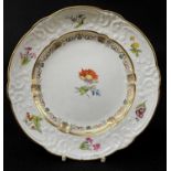 SWANSEA PORCELAIN PLATE circa 1814-1822, of lobed form, the border typically moulded and with six