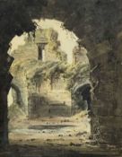 ATTRIBUTED TO JOHN WARWICK SMITH watercolour - pencil title to mount 'View in Flint Castle,