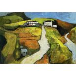 ‡ JOHN ELWYN acrylic on paper - entitled verso 'Dyfed Upland Farm 1984', with John Elwyn Studio