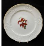 NANTGARW PORCELAIN BOTANICAL PLATE circa 1818-1820, moulded border and centred study of