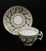 SWANSEA PORCELAIN TEA CUP & SAUCER circa 1815-1817 in the uncommon pattern No.470 with 'S' shaped