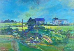 ‡ OSI RHYS OSMOND gouache on paper - landscape, titled 'Engedi, Sir Fon' (Anglesey), signed and