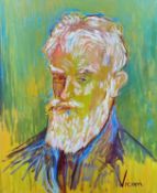 ‡ ANDREW VICARI oil on canvas - head and shoulders portrait of George Bernard Shaw,