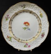 SWANSEA PORCELAIN PLATE circa 1814-1822, of lobed form, the border typically moulded and with six