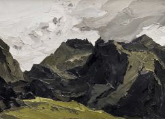 ‡ SIR KYFFIN WILLIAMS RA oil on canvas - Crib Goch, Eryri (Snowdonia) with cloud, signed with