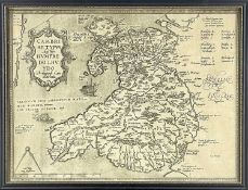 HUMPHREY LLWYD antiquarian map of Wales 'Cambriae Typus', circa 1572Provenance:private collection