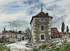 ‡ SIR KYFFIN WILLIAMS RA mixed media - French villageDimensions: 35 x 48cmsProvenance:private