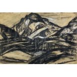 ‡ PETER PRENDERGAST pencil and conte chalk on paper - entitled 'Tryfan from the Old Road, Nant