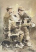 ‡ WILLIAM SELWYN limited edition (227/500) colour print - two seated figures and sheepdog, signed