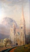 WELSH / BRITISH SCHOOL impressive large watercolour, circa 1850 - aspect of Llandaff Cathedral