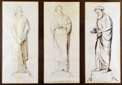 HENRY HUGH ARMSTEAD pen and ink on paper - three drawings for sculptures at Llandaff Cathedral,