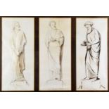 HENRY HUGH ARMSTEAD pen and ink on paper - three drawings for sculptures at Llandaff Cathedral,