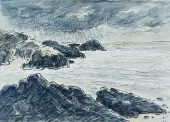 ‡ SIR KYFFIN WILLIAMS RA watercolour and pencil - entitled verso 'Sea at Llanddwyn', signed with