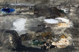 ‡ JOHN PIPER mixed media - semi-abstract landscape from the Pembrokeshire series,