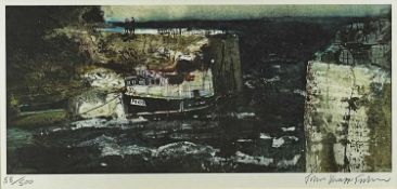 ‡ JOHN KNAPP-FISHER limited edition (58/500) colour print - entitled verso 'Porthgain Harbour with