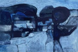 ‡ JOHN ELWYN gouache - nighttime landscape with farm buildings, signed and dated 1963Dimensions: