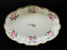 SWANSEA PORCELAIN OVAL DISH circa 1814-1826, of lobed form, formal arrangement of six outer open