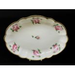 SWANSEA PORCELAIN OVAL DISH circa 1814-1826, of lobed form, formal arrangement of six outer open