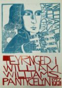 ‡ PAUL PETER PIECH two colour limited edition (23/50) linocut poster - turquoise and red printed,