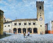 ‡ CHRISTOPHER HALL oil on board - entitled verso 'La Torre Montelupone', signed and dated