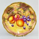 ROYAL WORCESTER BONE CHINA FRUIT PAINTED PLATE BY RICHARD LEWIS, decorated with autumn fruit on a