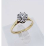 18CT YELLOW GOLD DIAMOND SOLITAIRE RING, Sheffield 1982 - the claw set single stone measuring 1.0cts