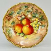 ROYAL WORCESTER BONE CHINA FRUIT PAINTED PLATE BY JOHN COOK, decorated with autumn fruit on a