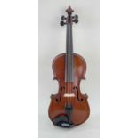 ENGLISH VIOLIN, stamped 'Goulding & Co., London' below the button, one-piece back, L.O.B. 34.