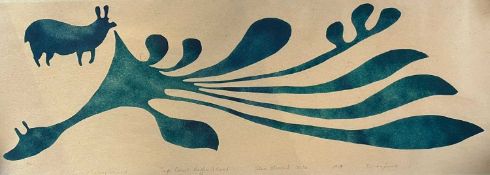 KENOJUAK ASHEVAK (Canadian, 20th Century) important 1959 limited edition (6/30) skin stencil print -