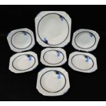 SHELLEY BONE CHINA 'TURKISH BLUE BLOCKS' PATTERN DESSERT SERVICE, no. 11788, Iin the Queen Anne