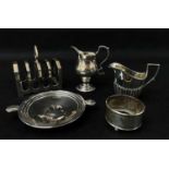 ASSORTED 20TH CENTURY SILVER TABLEWARES, including Georgian-style baluster cream jug, Mappin &