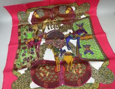 FINE HERMES BOXED 'ARTS DES STEPPES' SILK SCARF, c. 1996, 89 x 89cm Comments: mint condition,