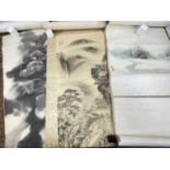 THREE CHINESE HANGING SCROLL PAINTINGS, 19th/20th C.ink and/wash, including (1) dragon in clouds