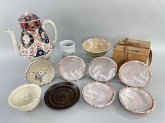 ASSORTED JAPANESE CERAMICS, including Imari porcelain Coffee pot, Meiji Period, pear shaped with