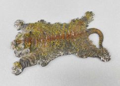 AUSTRIAN COLD PAINTED METAL MODEL OF A TIGER RUG, in the style of Franz Bergmann, 12cms long (