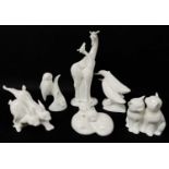 SIX ROYAL DOULTON 'IMAGES OF NATURE' WHITE PORCELAIN FIGURE GROUPS, including giraffs, whales,