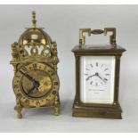 MATTHEW NORMAN SWISS CARRIAGE CLOCK & SMITHS SMALL LANTERN CLOCK, carriage clock stamped 'Mathew