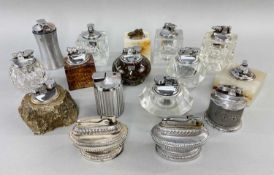 ASSORTED VINTAGE TABLE CIGARETTE LIGHTERS, including square agate lighter, compressed spherical