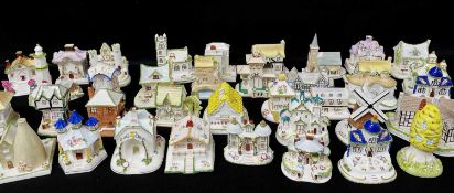 ASSORTED MODERN COALPORT BONE CHINA MODEL HOUSES, including The windmill, The toadstool house, and